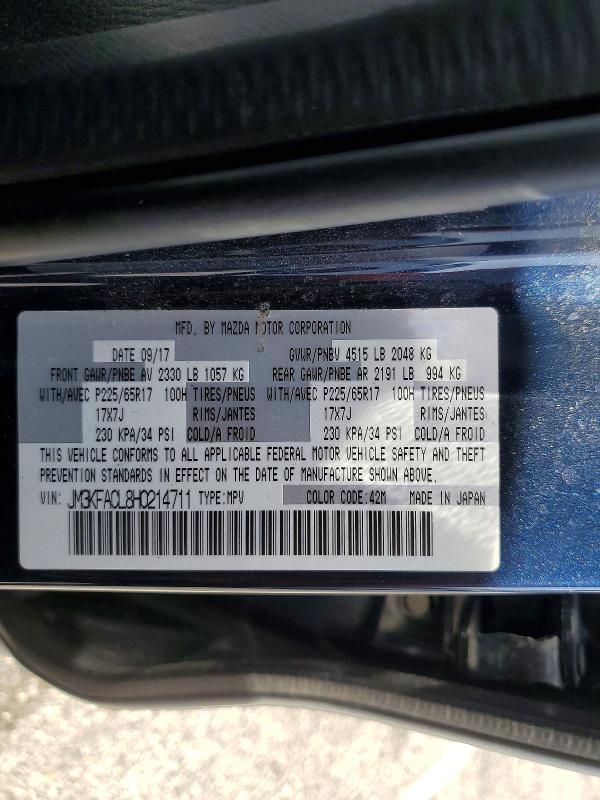 Продажа на аукционе авто 2017 Mazda Cx-5, vin: JM3KFACL8H0214711, номер лота: 45472506