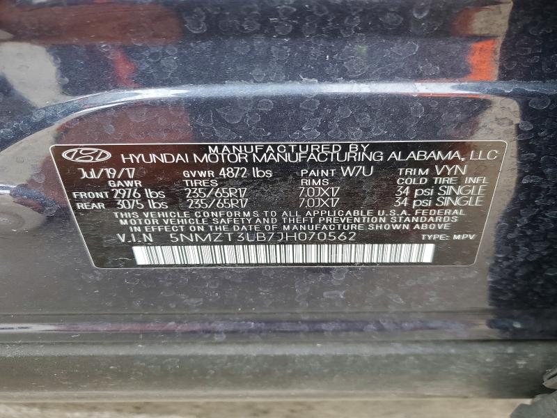 46244656 :رقم المزاد ، 5NMZT3LB7JH070562 vin ، 2018 Hyundai Santa Fe Sport مزاد بيع