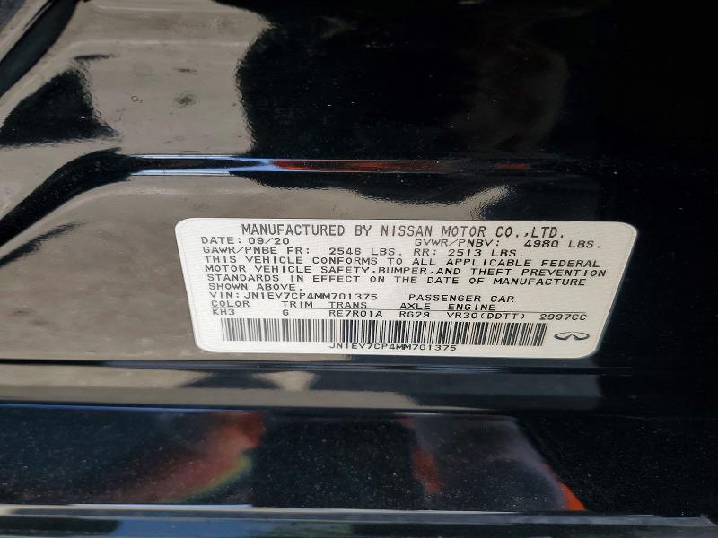 45568976 :رقم المزاد ، JN1EV7CP4MM701375 vin ، 2021 Infiniti Q50 مزاد بيع
