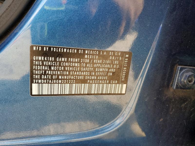 Продажа на аукционе авто 2016 Volkswagen Jetta, vin: 3VWD67AJ8GM221222, номер лота: 47425606
