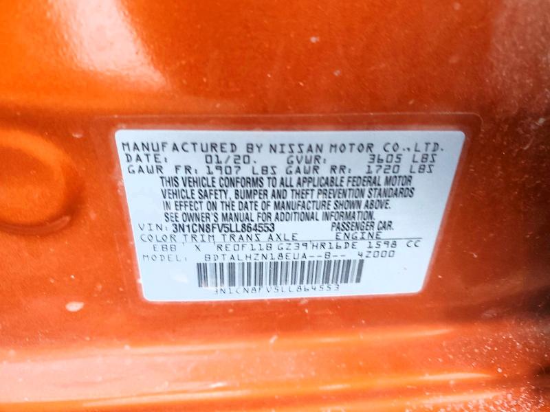 46018896 :رقم المزاد ، 3N1CN8FV5LL864553 vin ، 2020 Nissan Versa مزاد بيع