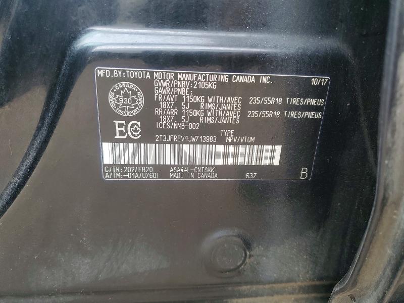 Продаж на аукціоні авто 2018 Toyota Rav4, vin: 2T3JFREV1JW713983, номер лоту: 47943806