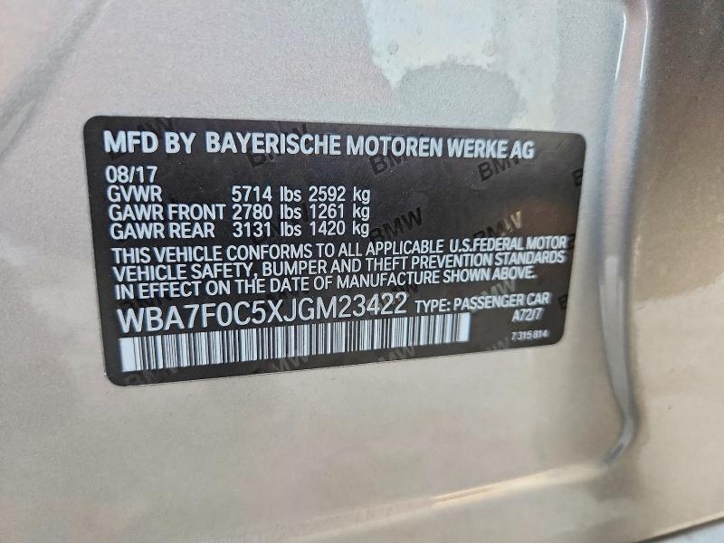 2018 Bmw 750 მანქანა იყიდება აუქციონზე, vin: WBA7F0C5XJGM23422, აუქციონის ნომერი: 45669776