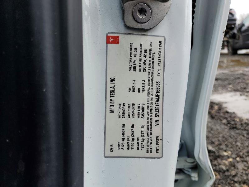 Aukcja sprzedaży 2018 Tesla Model 3, vin: 5YJ3E1EA4JF155935, numer aukcji: 41960746