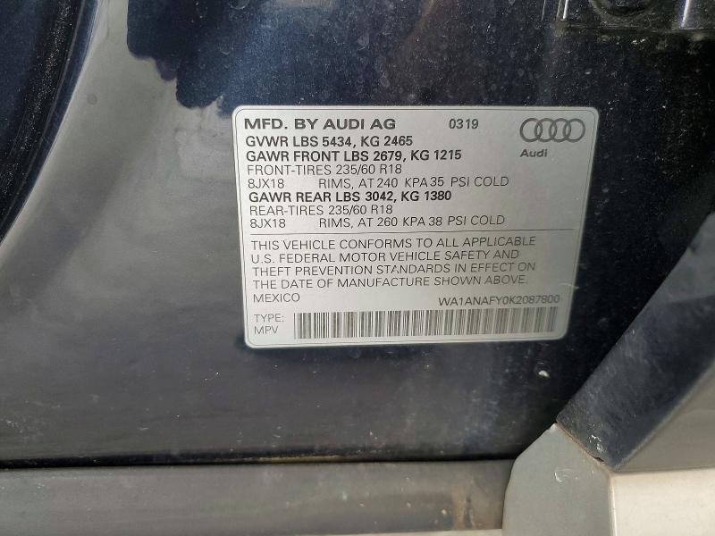 Aukcja sprzedaży 2019 Audi Q5, vin: WA1ANAFY0K2087800, numer aukcji: 48280926