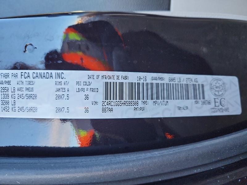 46355856 :رقم المزاد ، 2C4RC1GG5HR599308 vin ، 2017 Chrysler Pacifica مزاد بيع