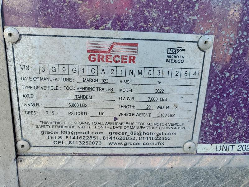 Продаж на аукціоні авто 2022 Utili Trailer, vin: 3G9G1CA21NM031264, номер лоту: 79943155