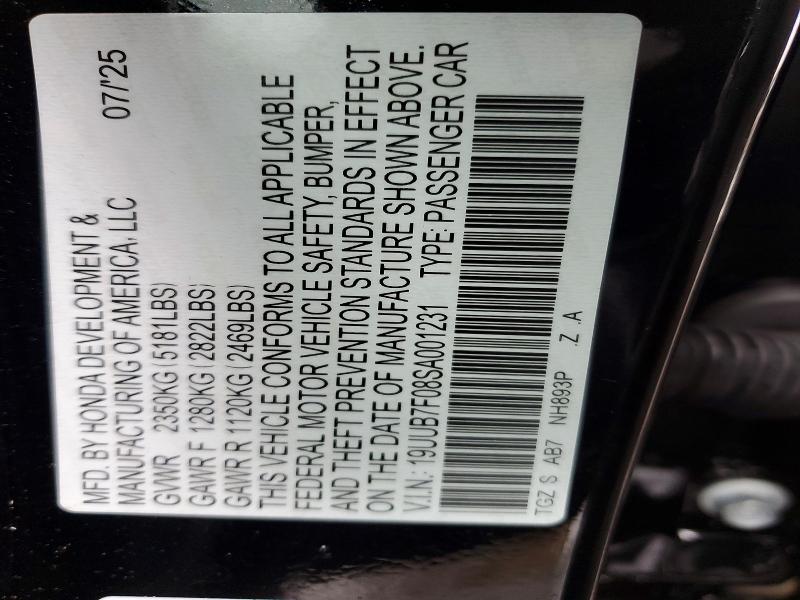 79694565 :رقم المزاد ، 19UUB7F08SA001231 vin ، 2025 Acura Tlx مزاد بيع