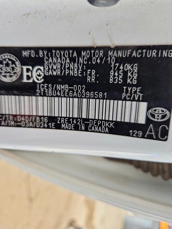 45762386 :رقم المزاد ، 2T1BU4EE6AC396581 vin ، 2010 Toyota Corolla مزاد بيع