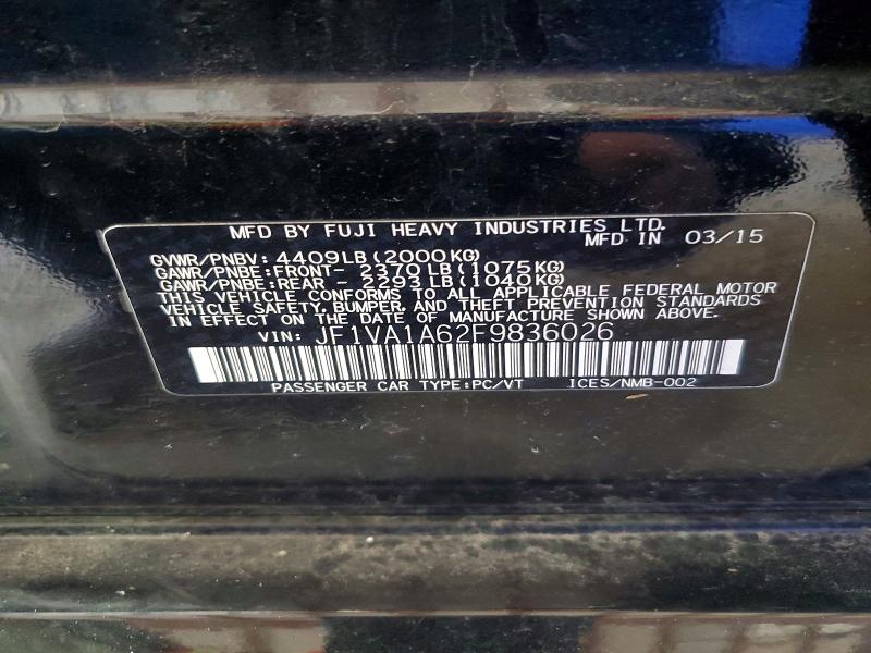 Продаж на аукціоні авто 2015 Subaru Wrx, vin: JF1VA1A62F9836026, номер лоту: 46872026