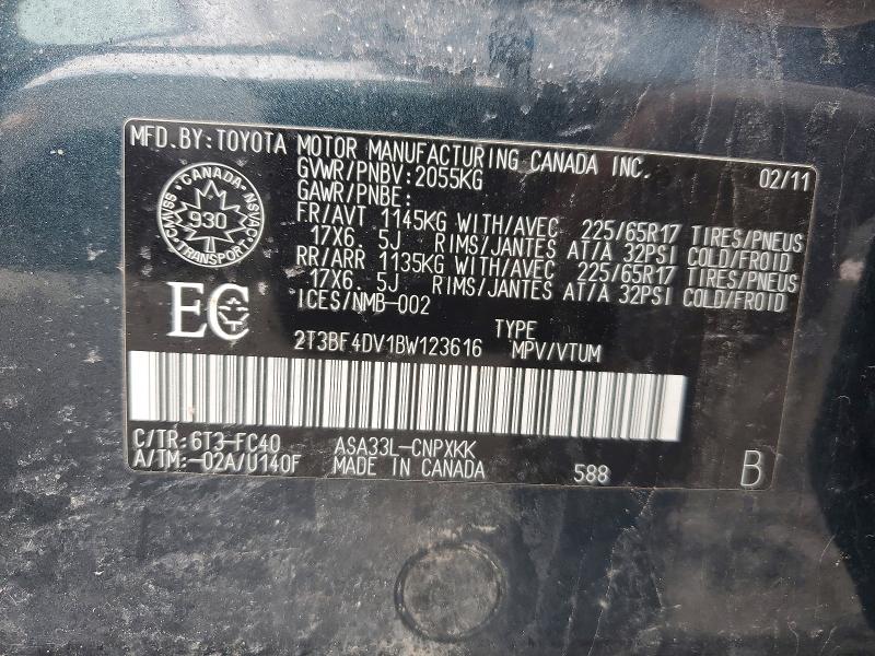79594205 :رقم المزاد ، 2T3BF4DV1BW123616 vin ، 2011 Toyota Rav4 مزاد بيع