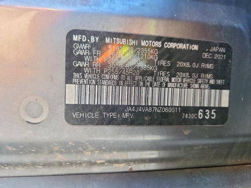 Продаж на аукціоні авто 2022 Mitsubishi Outlander, vin: JA4J4VA87NZ060011, номер лоту: 45916186