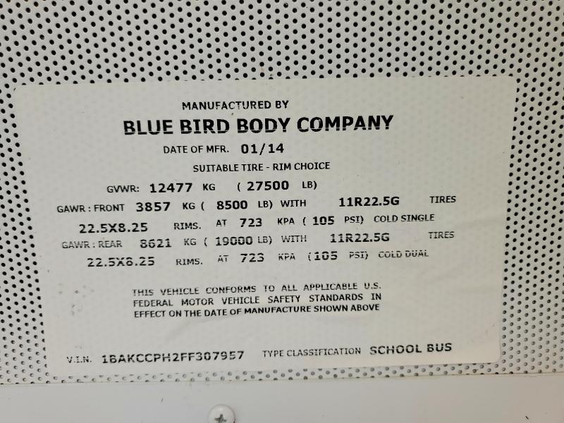 Продажа на аукционе авто 2015 Blubird School Bus / Transit Bus, vin: 1BAKCCPH2FF307957, номер лота: 48545336