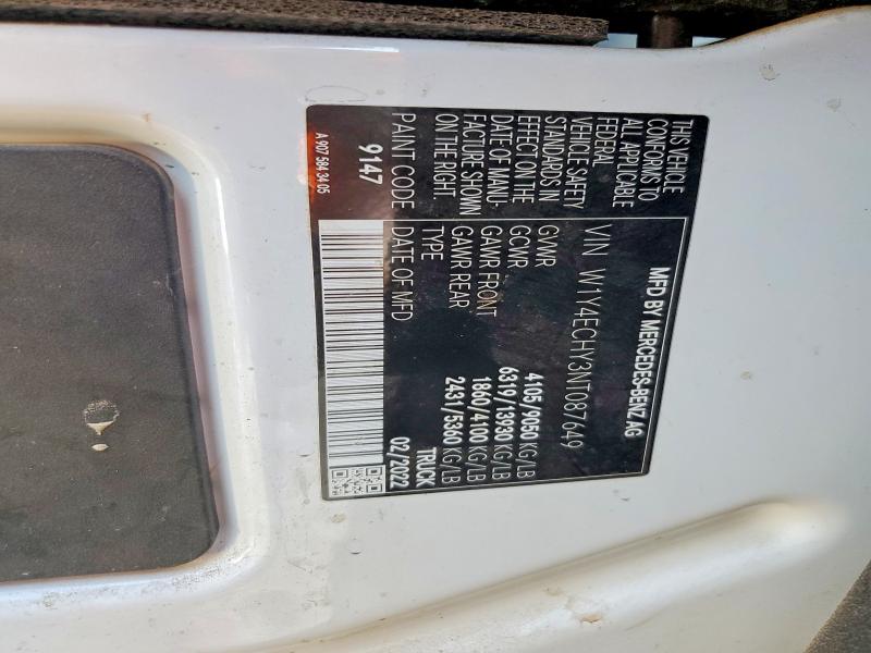 46473256 :رقم المزاد ، W1Y4ECHY3NT087649 vin ، 2022 Mercedes Benz Sprinter مزاد بيع