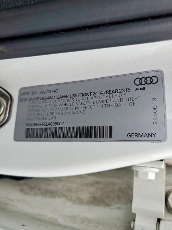 Продажа на аукционе авто 2020 Audi A3, vin: WAUBEGFF5LA098002, номер лота: 79932005