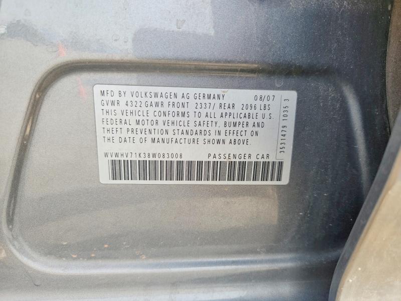 48081706 :رقم المزاد ، WVWHV71K38W083008 vin ، 2008 Volkswagen Gti مزاد بيع
