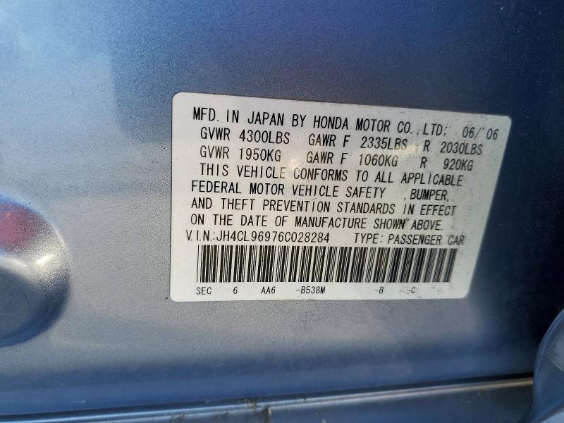 Продажа на аукционе авто 2006 Acura Tsx, vin: JH4CL96976C028284, номер лота: 45491016