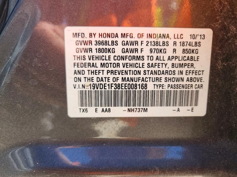 45576596 :رقم المزاد ، 19VDE1F38EE008168 vin ، 2014 Acura Ilx مزاد بيع