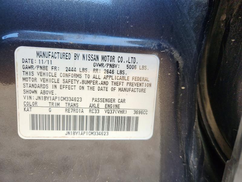 Auction sale of the 2012 Infiniti M37, vin: JN1BY1AP1CM334623, lot number: 46525686