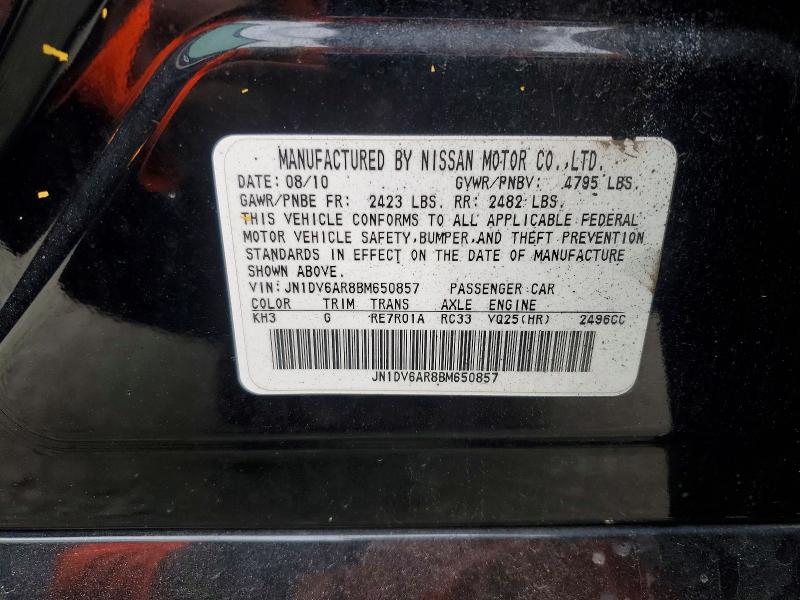 Aukcja sprzedaży 2011 Infiniti G25 Sedan, vin: JN1DV6AR8BM650857, numer aukcji: 46959836