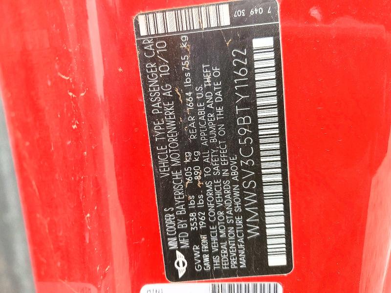 Aukcja sprzedaży 2011 Mini Cooper, vin: WMWSV3C59BTY11622, numer aukcji: 47838576