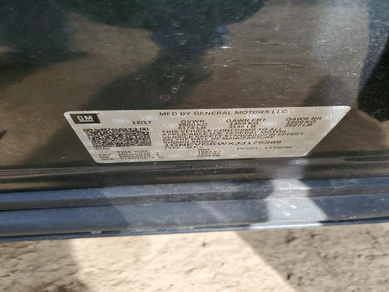 47358726 :رقم المزاد ، 1GNEVGKWXJJ175389 vin ، 2018 Chevrolet Traverse مزاد بيع