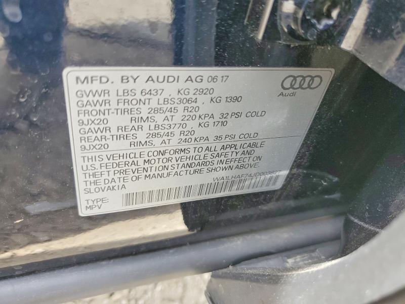 46171196 :رقم المزاد ، WA1LHAF74JD003827 vin ، 2018 Audi Q7 مزاد بيع