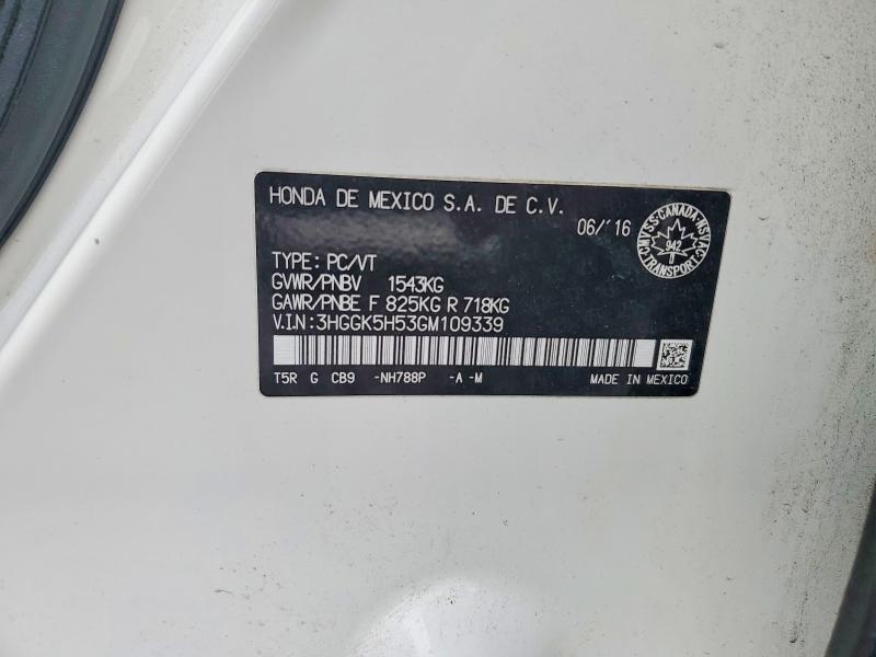 Aukcja sprzedaży 2016 Honda Fit, vin: 3HGGK5H53GM109339, numer aukcji: 47072416