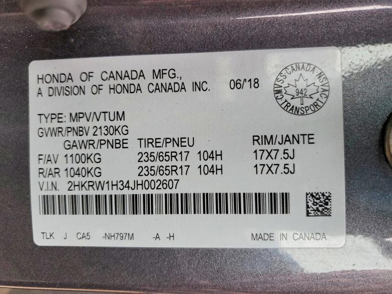 Продажа на аукционе авто 2018 Honda Cr-v, vin: 2HKRW1H34JH002607, номер лота: 79353015