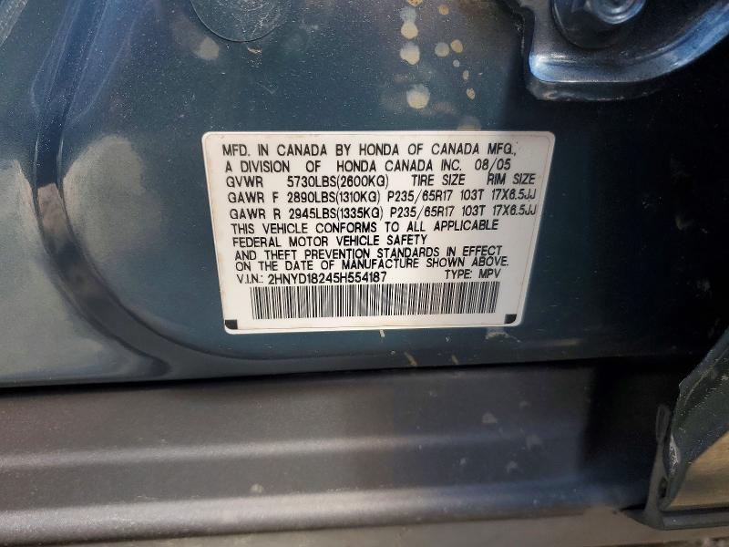 42005716 :رقم المزاد ، 2HNYD18245H554187 vin ، 2005 Acura Mdx مزاد بيع