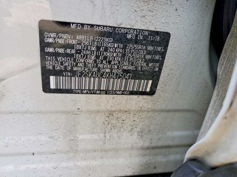 Продажа на аукционе авто 2019 Subaru Forester, vin: JF2SKAUC4KH475041, номер лота: 47215686