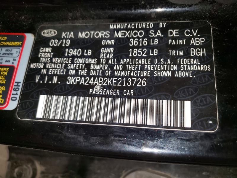 46148766 :رقم المزاد ، 3KPA24AB2KE213726 vin ، 2019 Kia Rio مزاد بيع