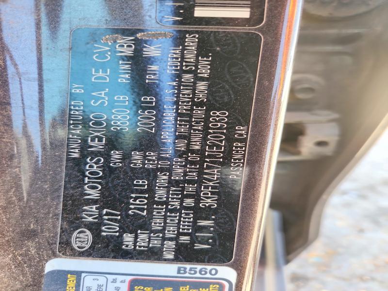 Aukcja sprzedaży 2018 Kia Forte, vin: 3KPFK4A71JE201938, numer aukcji: 47795146