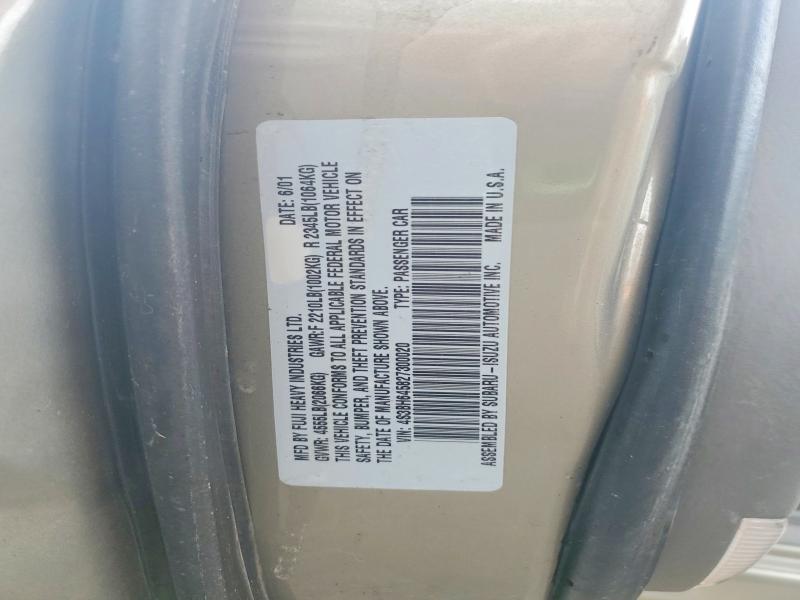 Auction sale of the 2002 Subaru Legacy, vin: 4S3BH645827300020, lot number: 41999766