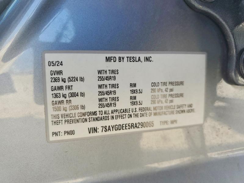 Aukcja sprzedaży 2024 Tesla Model Y, vin: 7SAYGDEE5RA290065, numer aukcji: 79698935