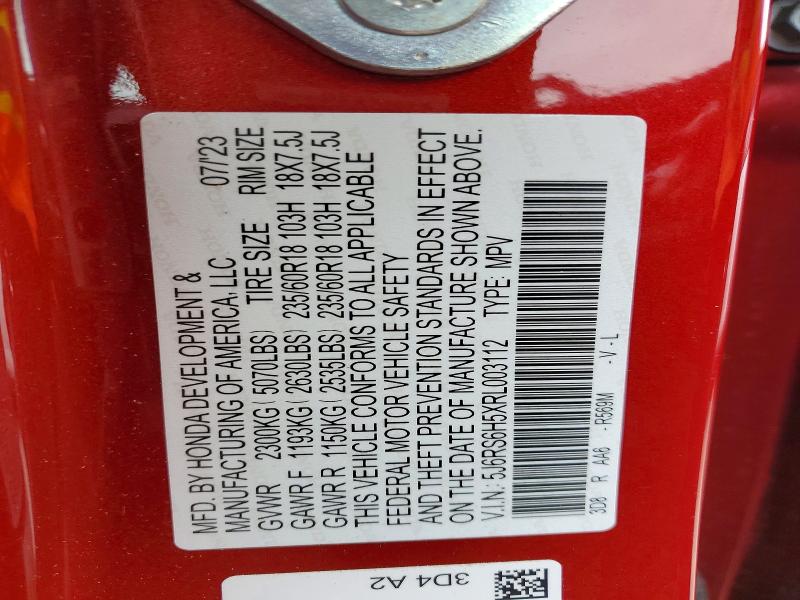 Aukcja sprzedaży 2024 Honda Cr-v, vin: 5J6RS6H5XRL003112, numer aukcji: 47193046