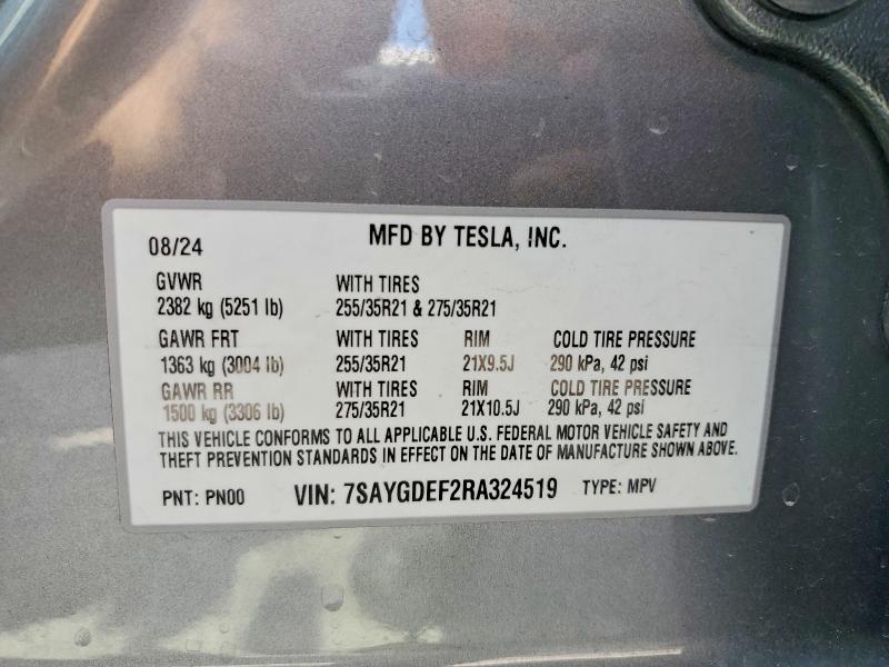 79623365 :رقم المزاد ، 7SAYGDEF2RA324519 vin ، 2024 Tesla Model Y مزاد بيع