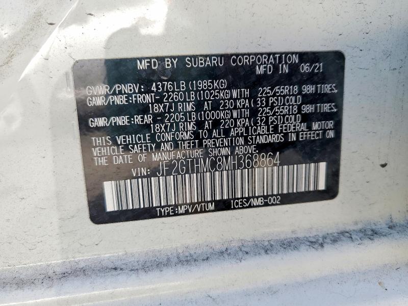 2021 Subaru Crosstrek მანქანა იყიდება აუქციონზე, vin: JF2GTHMC8MH368864, აუქციონის ნომერი: 79911615
