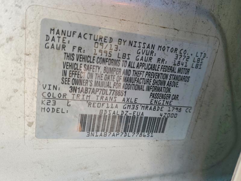Aukcja sprzedaży 2013 Nissan Sentra, vin: 3N1AB7AP7DL778651, numer aukcji: 45586426