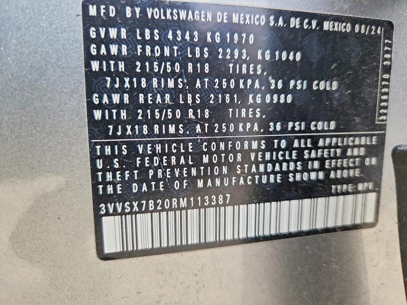 Aukcja sprzedaży 2024 Volkswagen Taos, vin: 3VVSX7B20RM113387, numer aukcji: 46389276