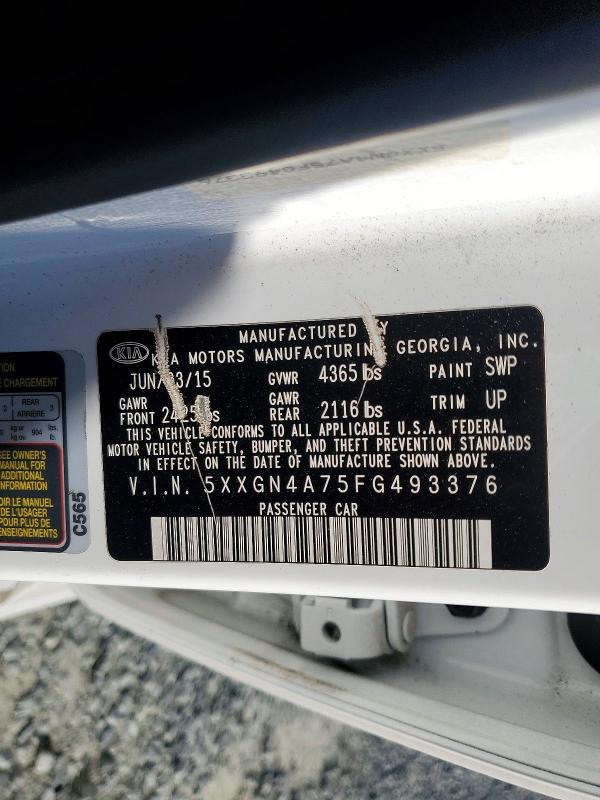 46656026 :رقم المزاد ، 5XXGN4A75FG493376 vin ، 2015 Kia Optima مزاد بيع