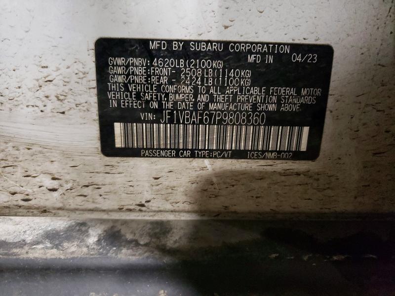 Aukcja sprzedaży 2023 Subaru Wrx, vin: JF1VBAF67P9808360, numer aukcji: 47648486