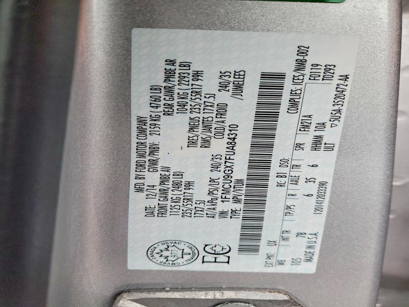 Aukcja sprzedaży 2015 Ford Escape, vin: 1FMCU9GX7FUA84310, numer aukcji: 45644526