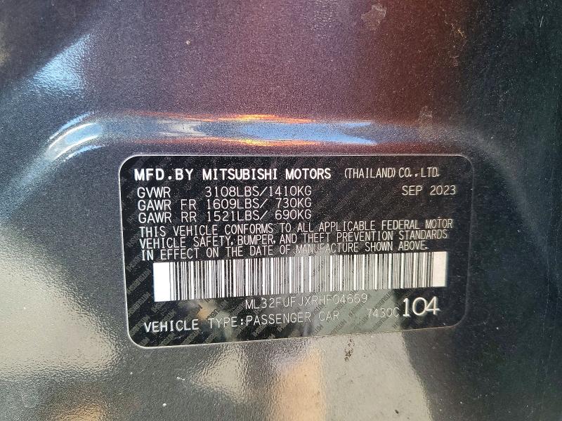 Aukcja sprzedaży 2024 Mitsubishi Mirage, vin: ML32FUFJXRHF04669, numer aukcji: 46221766