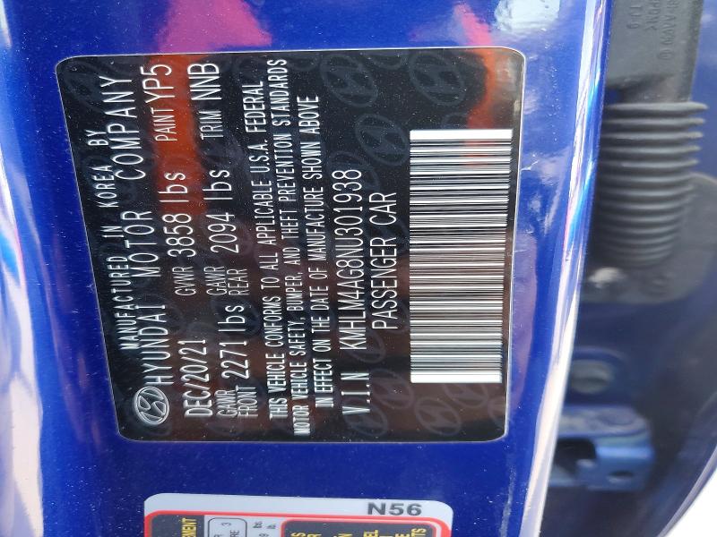 Aukcja sprzedaży 2022 Hyundai Elantra, vin: KMHLM4AG8NU301938, numer aukcji: 47415966