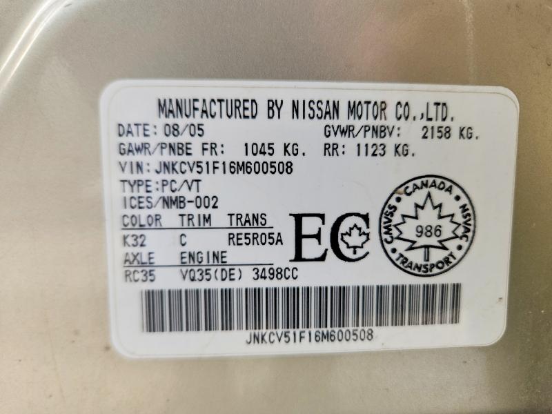 Продажа на аукционе авто 2006 Infiniti G35, vin: JNKCV51F16M600508, номер лота: 79761485