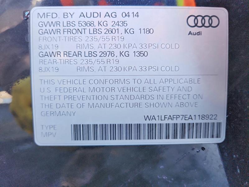 Aukcja sprzedaży 2014 Audi Q5, vin: WA1LFAFP7EA118922, numer aukcji: 79628105