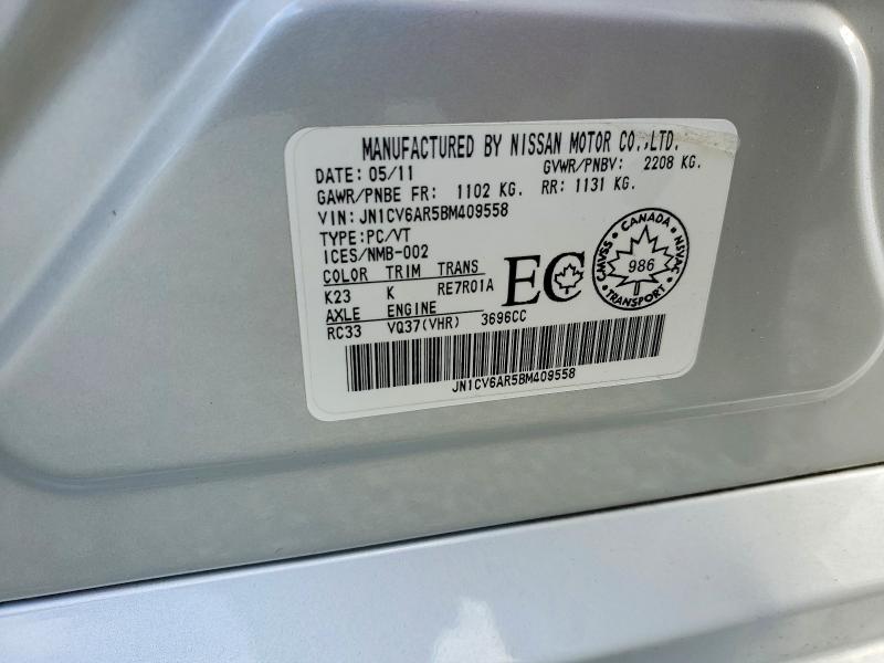 79802585 :رقم المزاد ، JN1CV6AR5BM409558 vin ، 2011 Infiniti G37 Sedan مزاد بيع