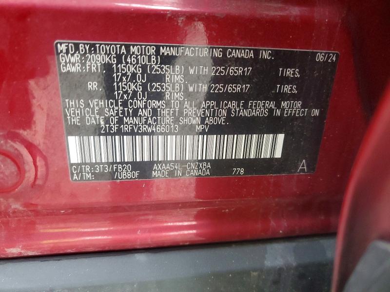 Aukcja sprzedaży 2024 Toyota Rav4, vin: 2T3F1RFV3RW466013, numer aukcji: 41737086