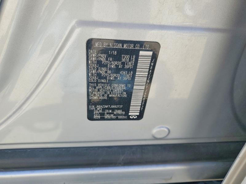 2018 Infiniti Qx80 მანქანა იყიდება აუქციონზე, vin: JN8AZ2NF7J9662727, აუქციონის ნომერი: 46633296